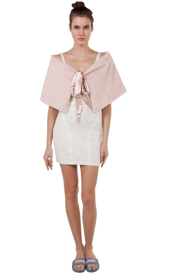 Faux Fur Tie Stole Blush - Cavorte