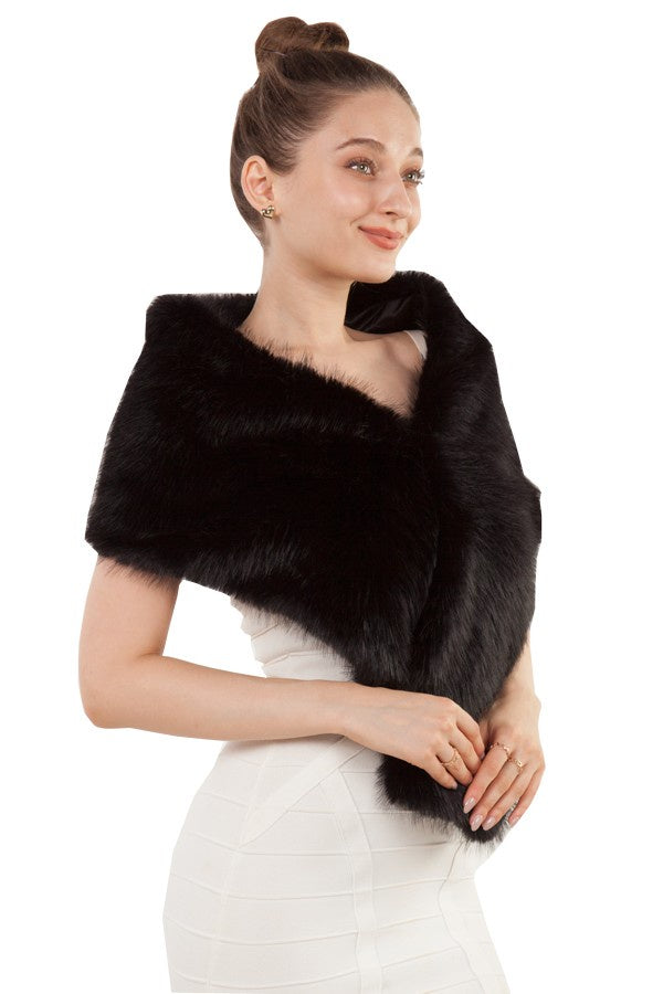 Faux Fur Stole Black - Cavorte