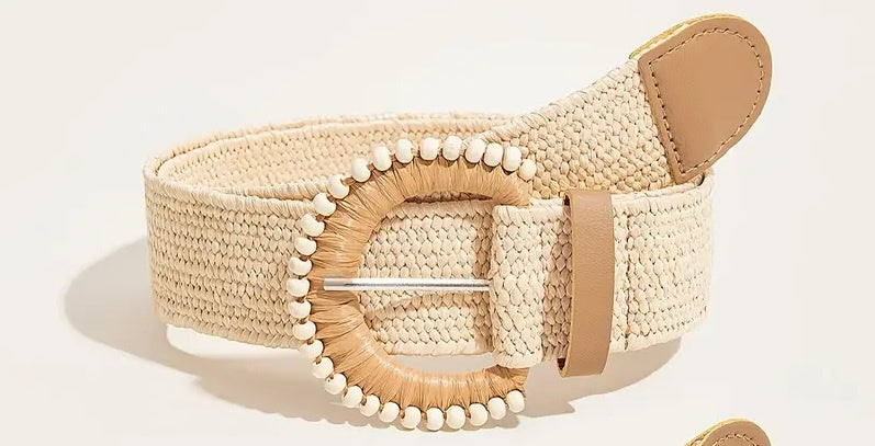Contrast Buckle Belt Cream