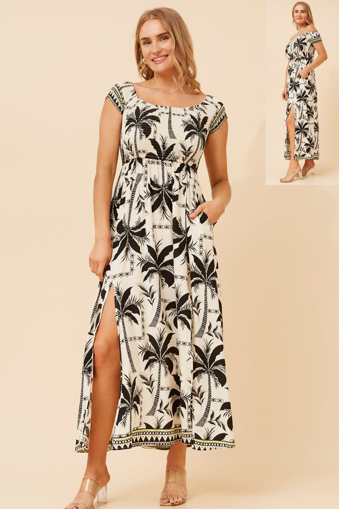 Mono Print Maxi Dress