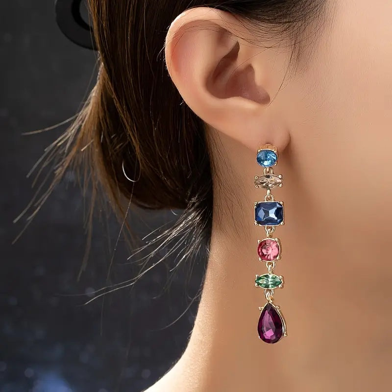 Gem Multi Colour Drop Earrings - Cavorte