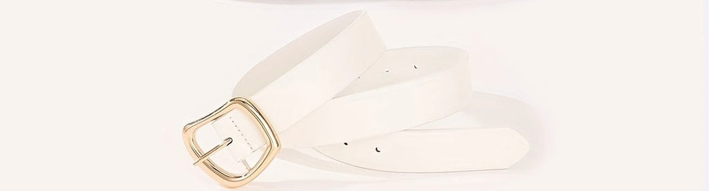 Gold Buckle Belt White - Cavorte