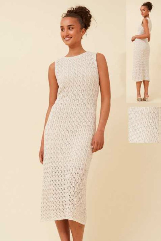 Crochet Lurex Knit Dress - Cavorte