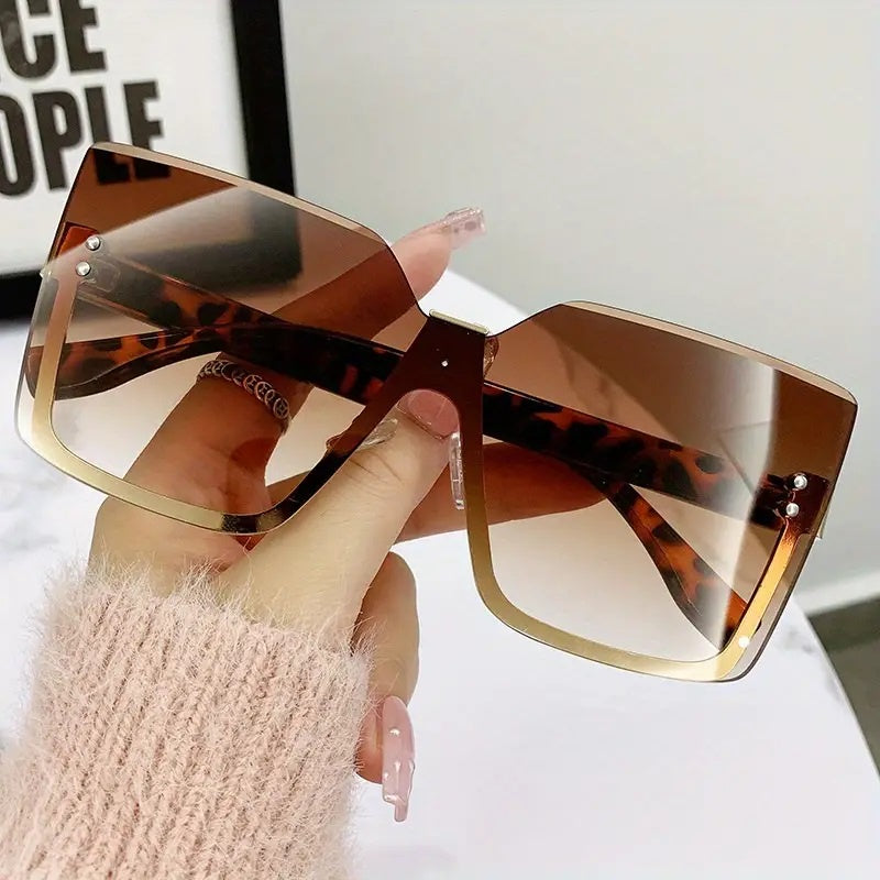 Sunglasses Rimless Leopard Tea - Cavorte