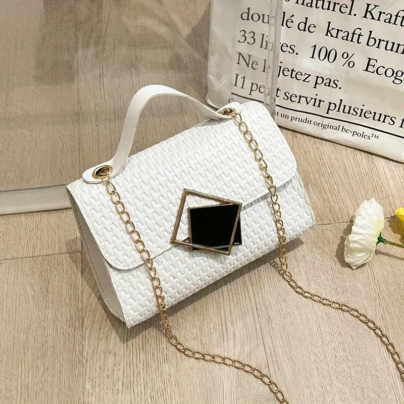 Mini Faux Weave Bag White - Cavorte