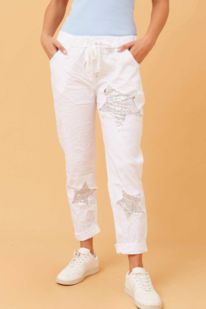 Bottega Moda Sequin Stars White - Cavorte