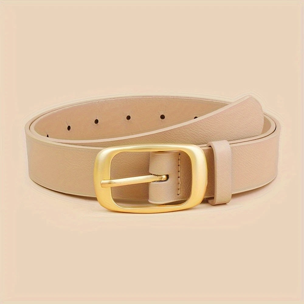Rectangle Buckle Belt Nude - Cavorte