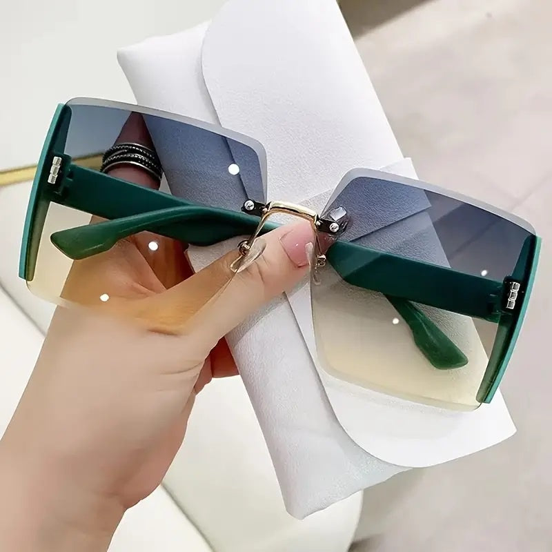 Sunglasses Rimless Green-Yellow - Cavorte