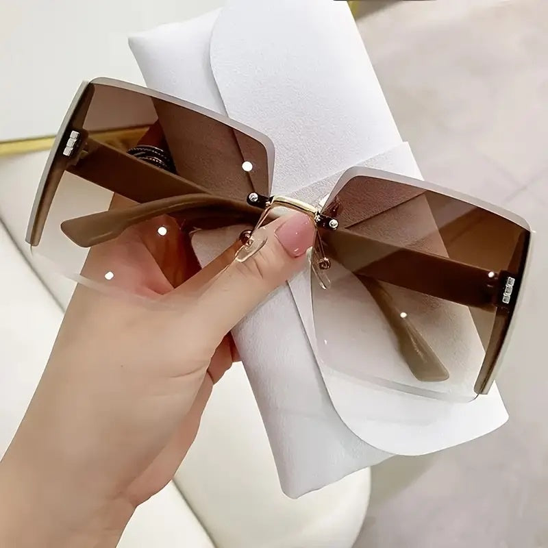 Sunglasses Rimless Gradient Brown - Cavorte
