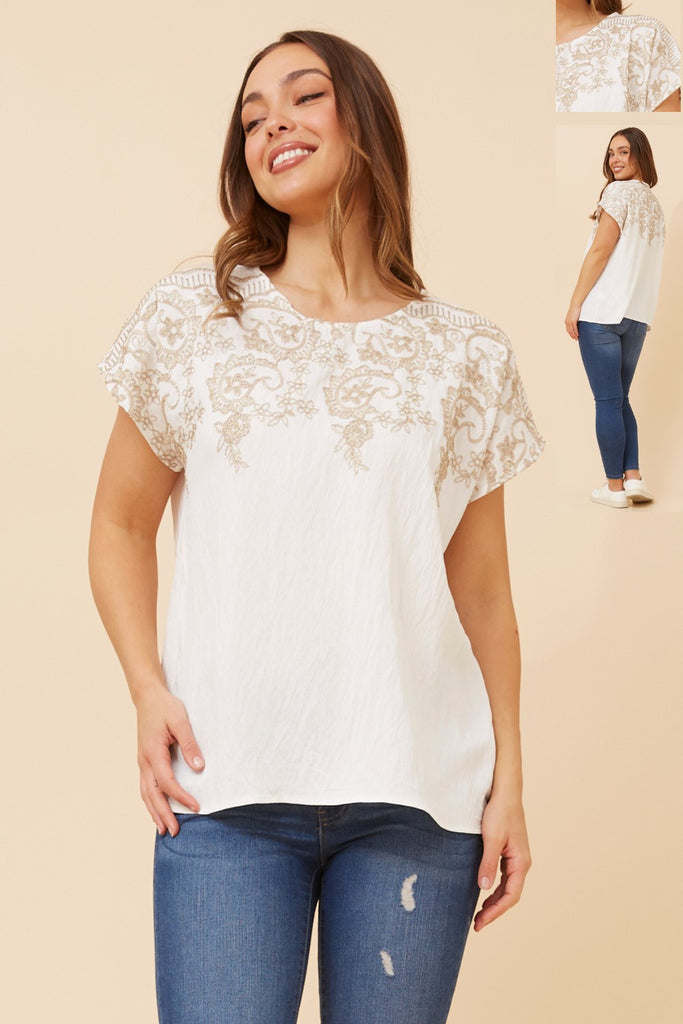 Andrea Embroidered Top