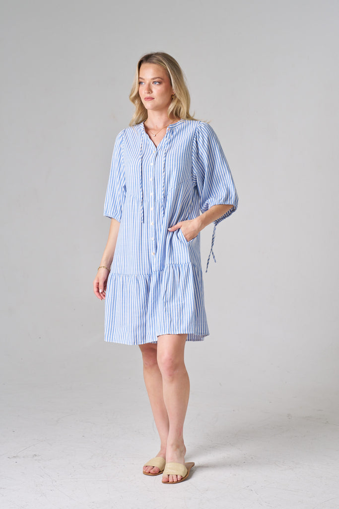 Annie  Dress Stripe Blue