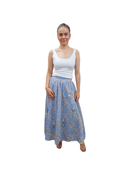 Jennifer Blue Print Skirt