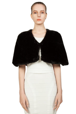 Faux Fur Cape Black