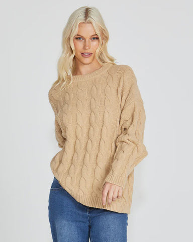 Cable Knit Jumper Oatmeal