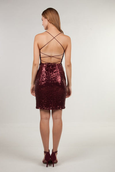 Kara Backless Dress Burgundy