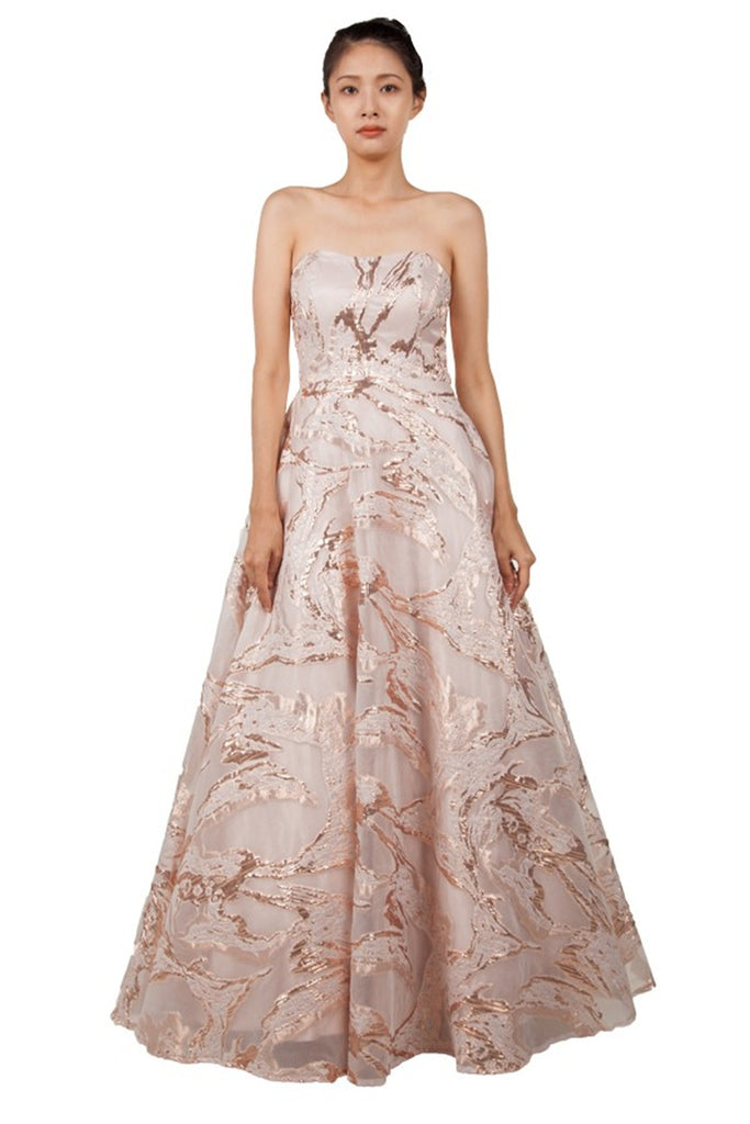 Rocelle Brocade Gown Shell Pink