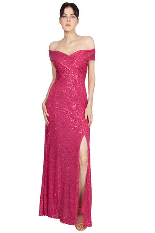 Kaitlyn Sequin Gown Hot Pink