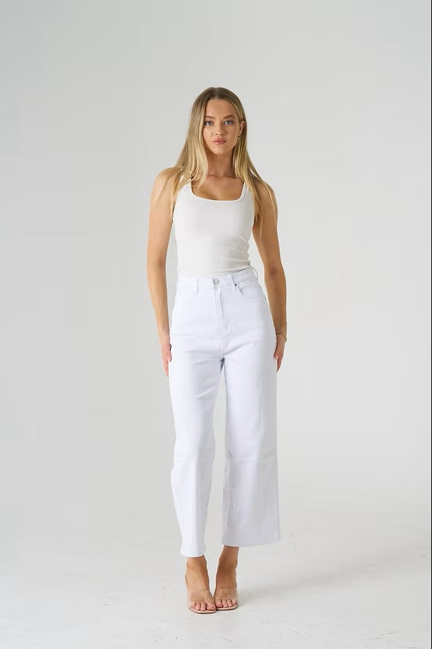 Asher Crop Jean White
