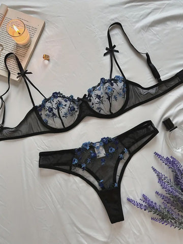 Lingerie Set Black-Blue - Cavorte 