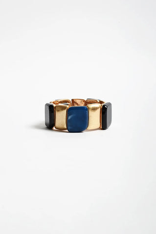 Resin Metal Panel Stretch Bracelet Blue