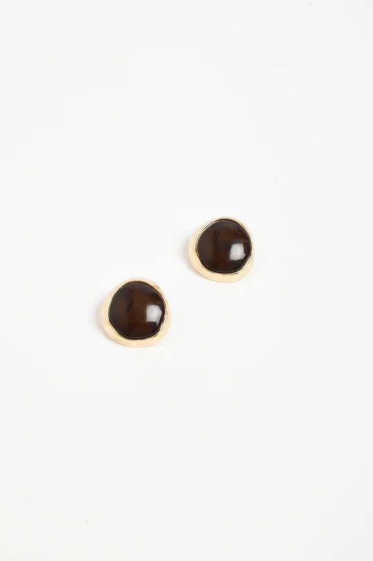 Metal Edged Resin Stud Earrings