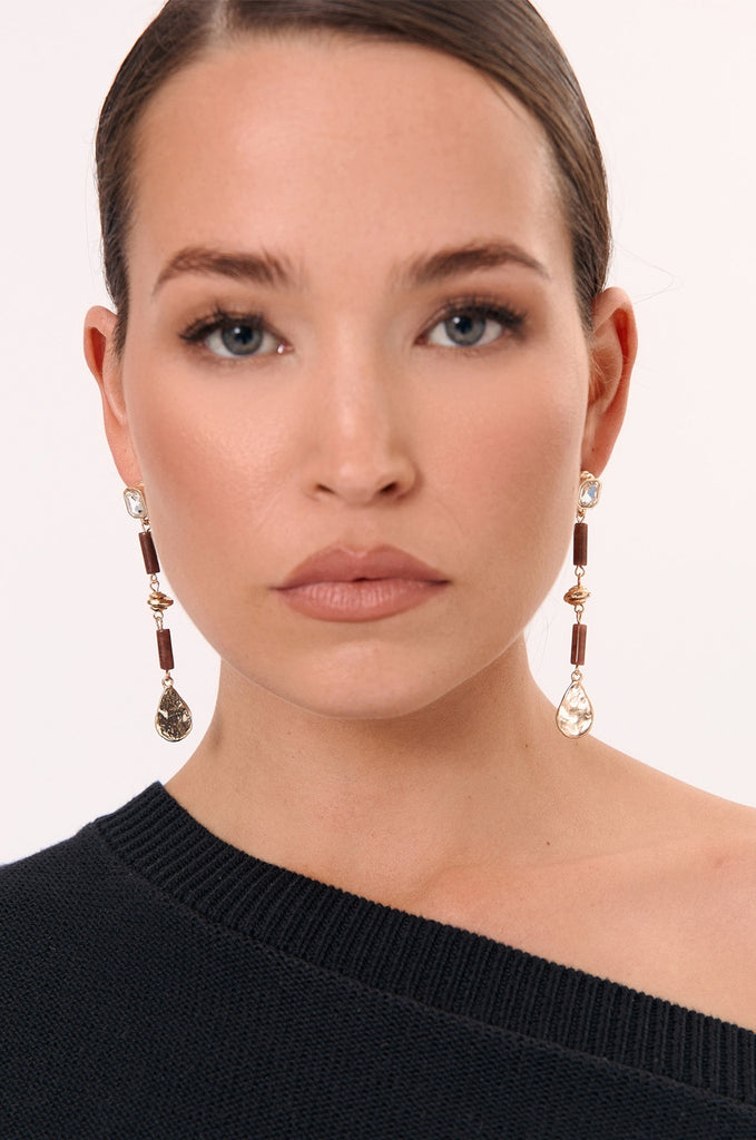 Mixed Materials Fine Drop Earrings