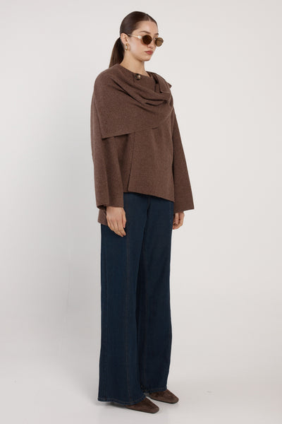 Amaris Cape Coatigan Chocolate Marle