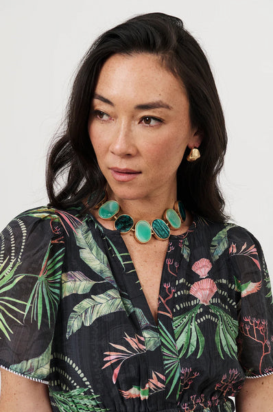 Oval Shapes Panel Front Necklace