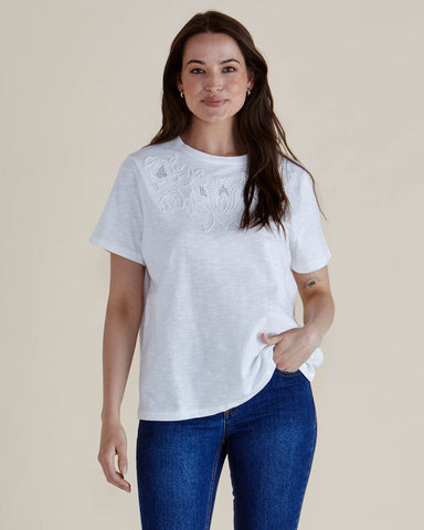 Arabella Tee Embossed White