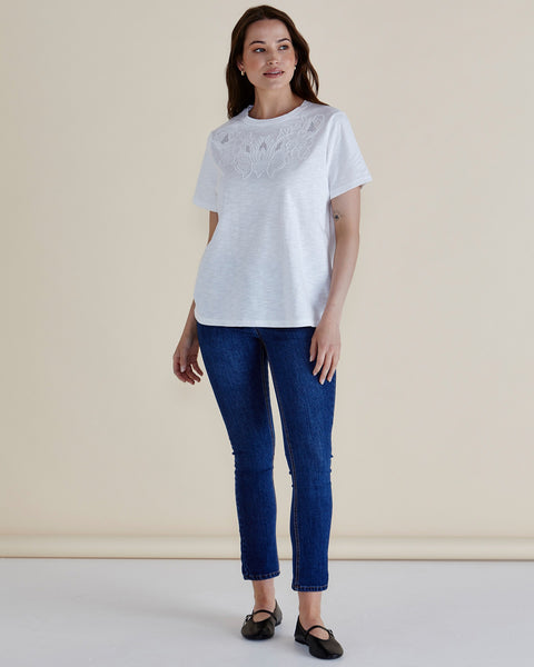 Arabella Tee Embossed White