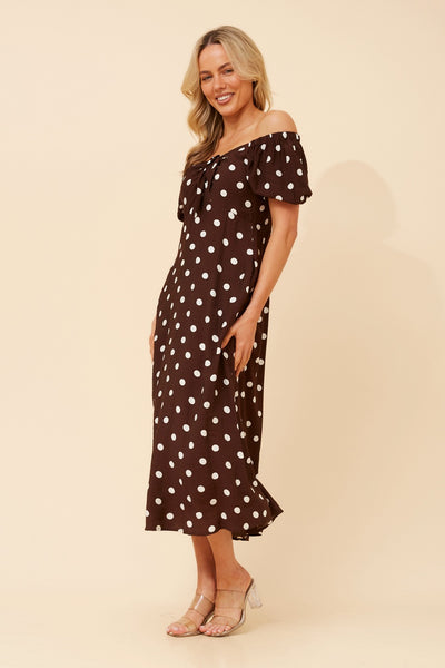 Audrey Tie Front Dress Chocolate