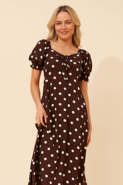 Audrey Tie Front Dress Chocolate