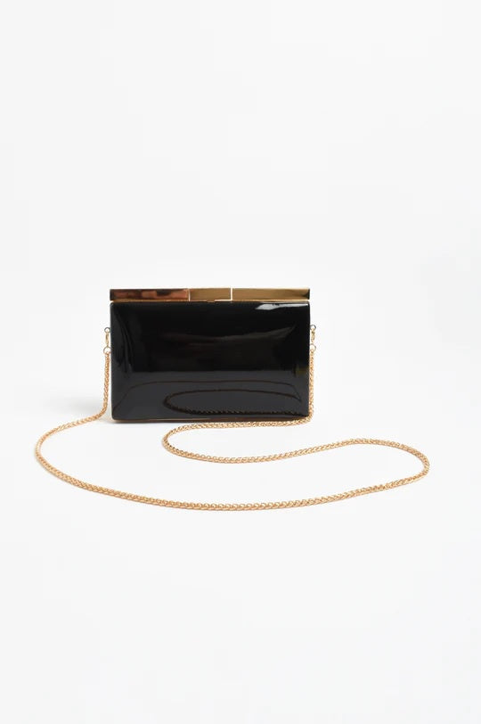 Gloss Structured Clutch Black