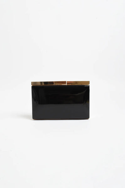 Gloss Structured Clutch Black