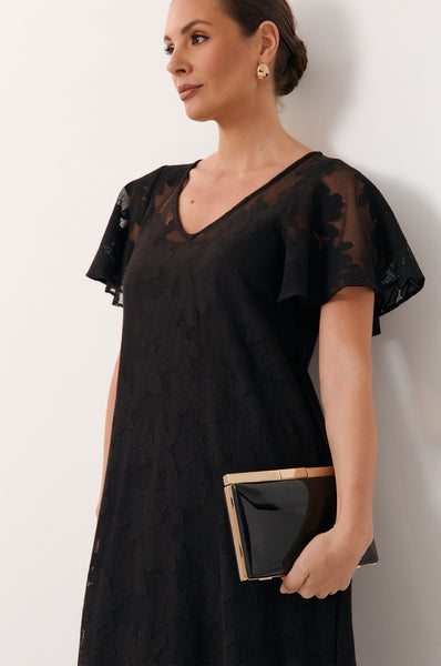 Gloss Structured Clutch Black
