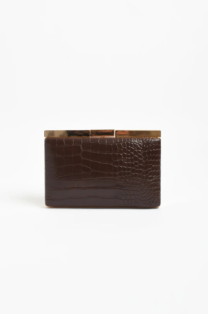 Croc Textured Clutch Chocolate