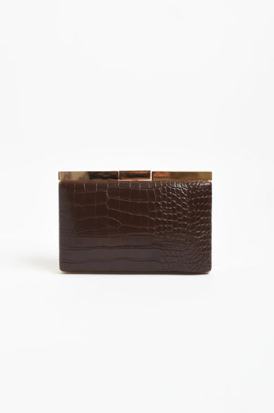 Croc Textured Clutch Chocolate