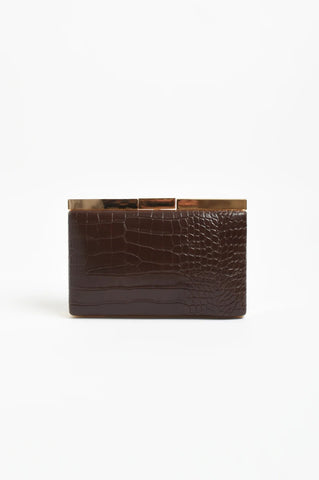 Croc Textured Clutch Chocolate