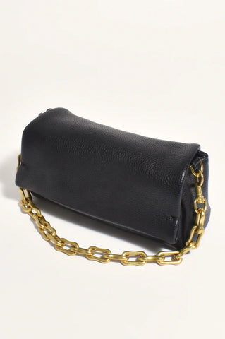 Foldover Chain Handbag Black - Cavorte 
