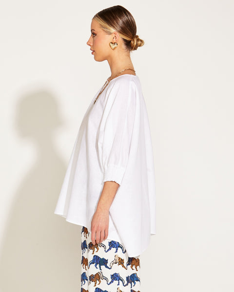 Linen Oversize Batwing Top
