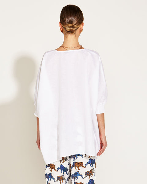 Linen Oversize Batwing Top