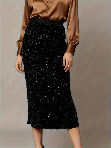 Alannah Sequin Skirt Black