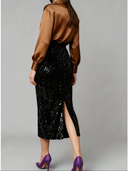 Alannah Sequin Skirt Black