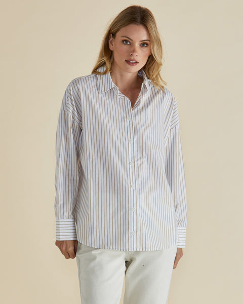 Artemis Shirt Beige Lurex Stripe