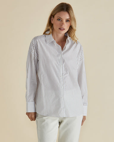 Artemis Shirt Beige Lurex Stripe