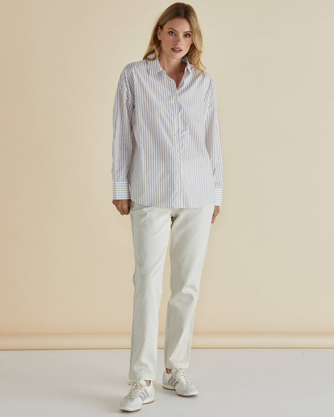 Artemis Shirt Beige Lurex Stripe