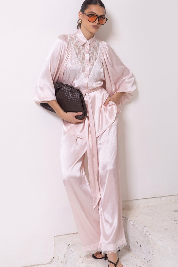 Ave Lace Hem Pant Peony