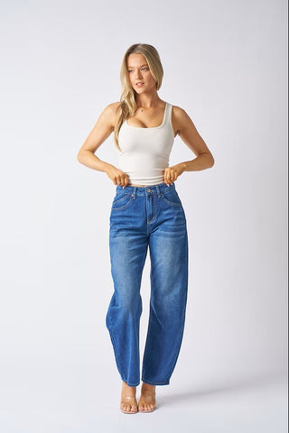 Barrel Leg Jeans Mid Blue