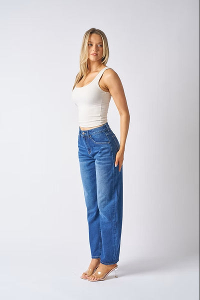 Barrel Leg Jeans Mid Blue