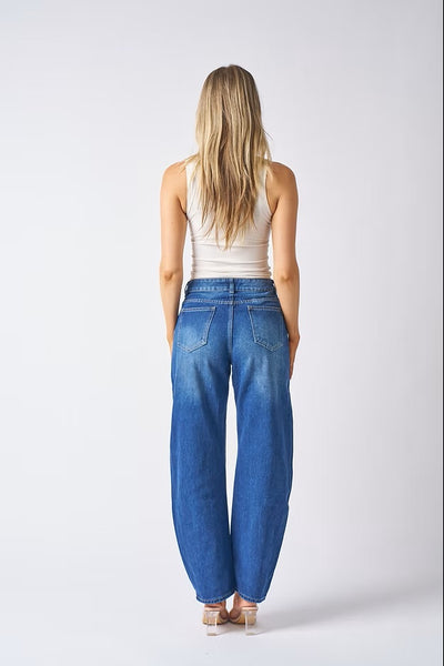 Barrel Leg Jeans Mid Blue
